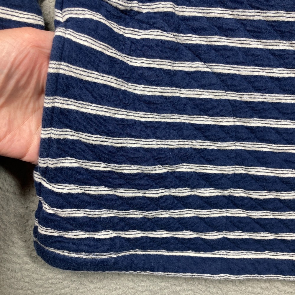 Lands' End Sweatshirt Women's Small Blue Stripe Nautical Long Sleeve Quilted - Picture 4 of 12